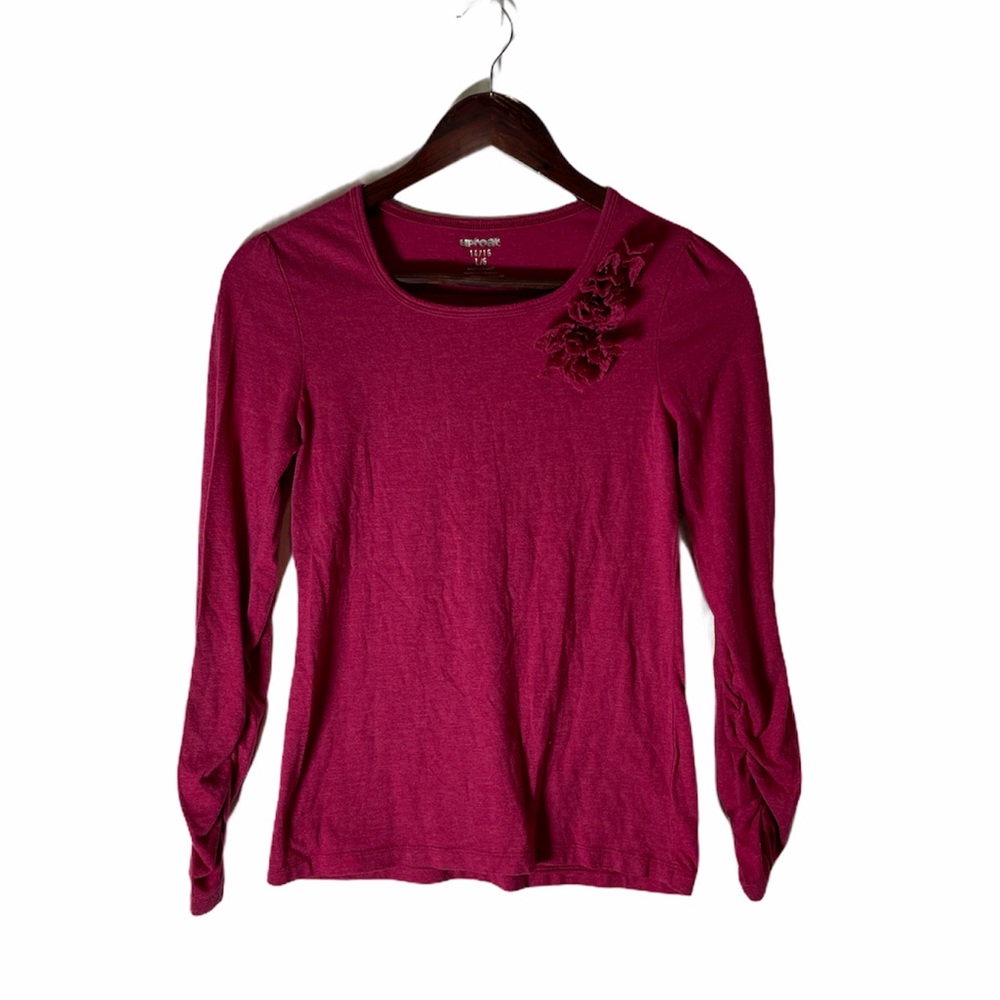 Pink long sleeve top with flower